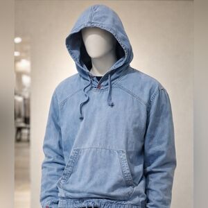 Levi's Denim Hoodie, Light Wash Hooded Red Tab Pullover, Drawstring Jacket